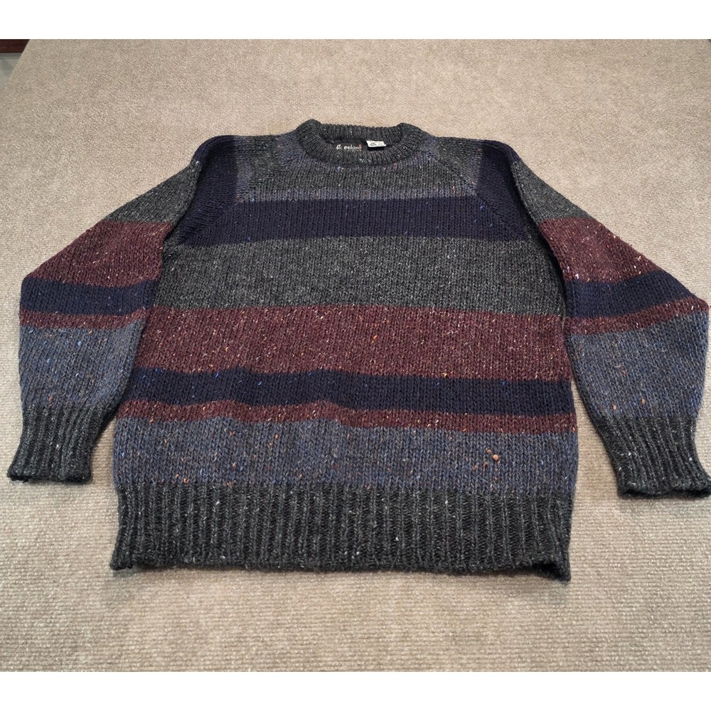 Vintage Eskimo Knitwear Wool Sweater Made in England Donegal Flecked Striped S/M